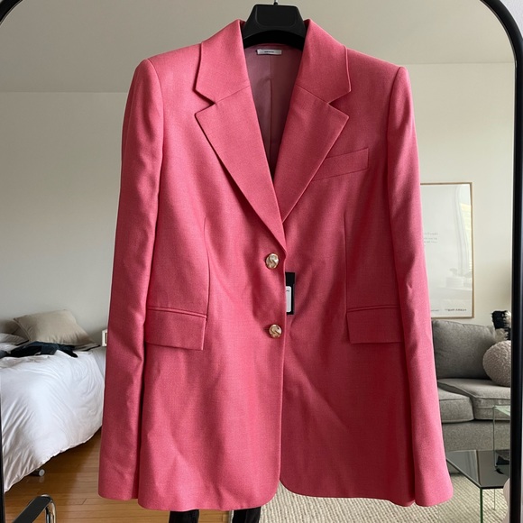 ST. JOHN  Italy Silk And Wool Blend Notch Collar Jacket With Pockets and PANTS - Picture 3 of 13